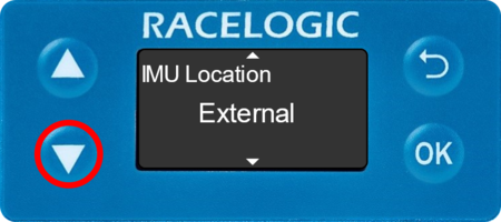 Illustration of the IMU Location screen with Enabled displayed.