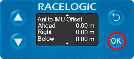 Illustration of the Ant to IMU Offset screen.