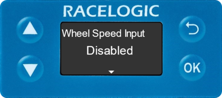 Wheel Speed Input screen on VBOX 3iS Front Panel.