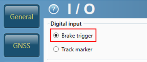 Digital input settings in VBOX Setup.