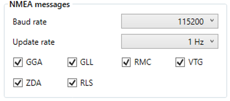 Cropped screenshot of the NMEA Messages options.
