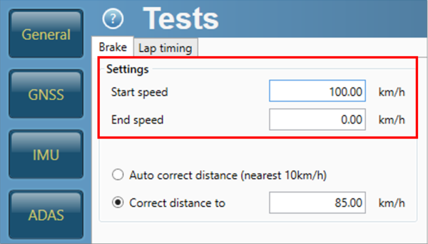 Test Settings area in VBOX Setup.