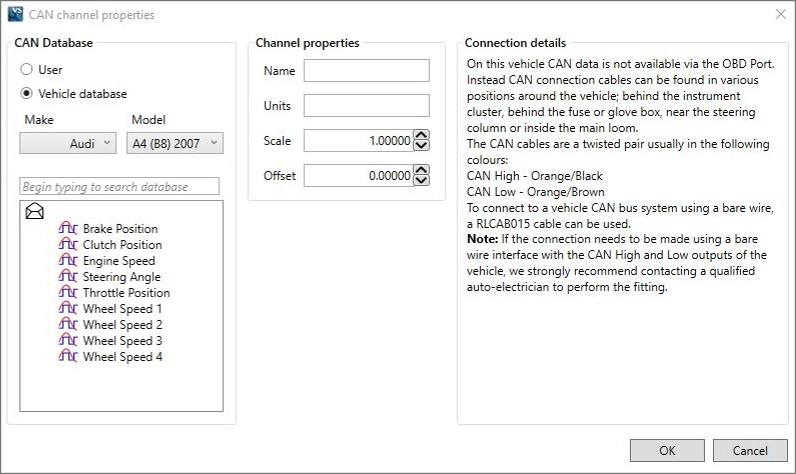 VBII VBOX Setup Channels VCI Database