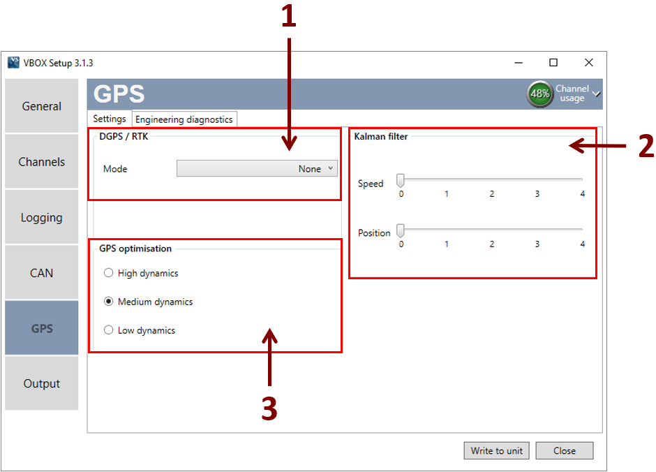 VBII VBOX Setup GPS Settings