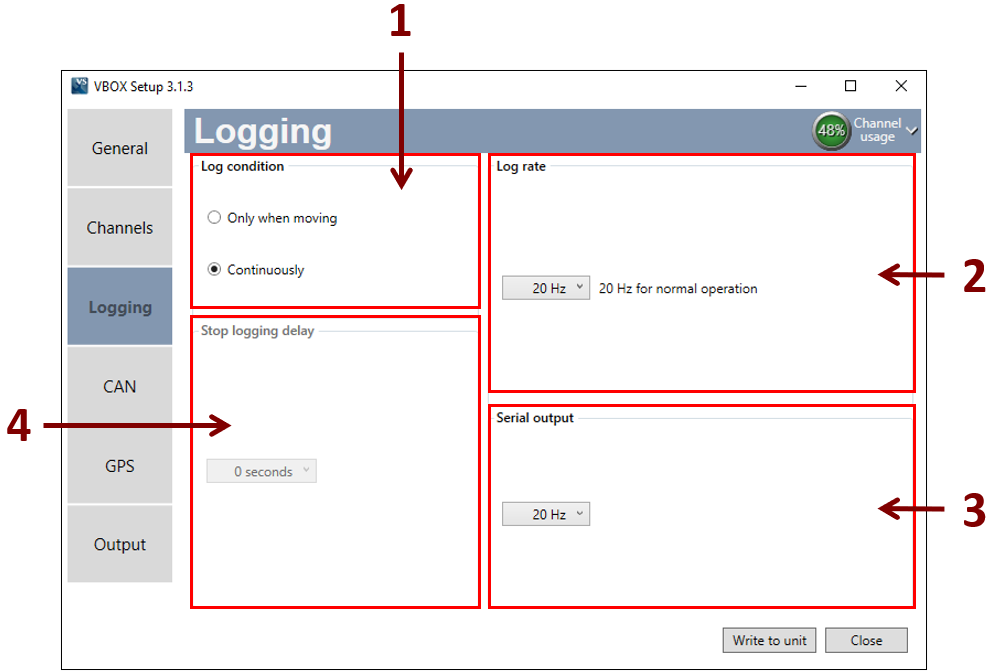 VBII VBOX Setup Logging