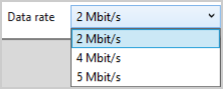 Cropped screenshot of the CANFD port Data Rate options.