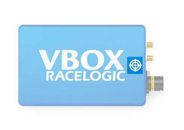 Photograph of VBOX Omega with measurement reference point highlighted.