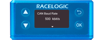 Illustration of a VBOX 3iS showing CAN Baud Rate screen.