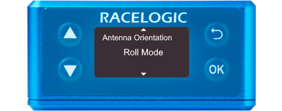 Illustration of a VBOX 3iS Dual Antenna RTK showing the Antenna Orientation screen with 'Roll Mode' displayed.