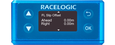 Illustration of a VBOX 3iS Dual Antenna RTK showing the FL Slip Offset screen.