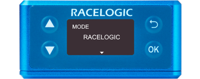 Illustration of a VBOX 3iS showing Mode screen with RACELOGIC selected.
