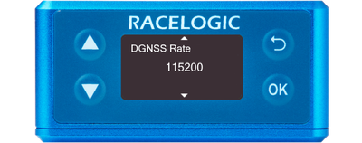 Illustration of a VBOX 3iS showing DGNSS Rate screen with '115200' displayed.