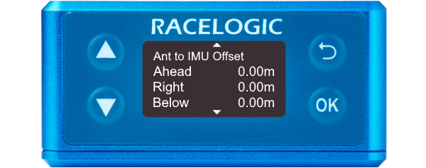 Illustration of a VBOX 3iS showing Ant to IMU Offset screen.