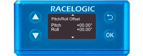 Illustration of a VBOX 3iS showing Pitch/Roll Offset screen.