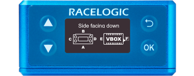 Illustration of a VBOX 3iS showing Orientation - Side Facing Down screen.