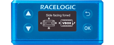 Illustration of a VBOX 3iS showing Orientation - Side facing forward screen.
