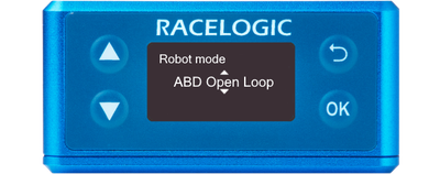 Illustration of a VBOX 3iS showing the Robot Mode screen with ABD Open Loop selected.