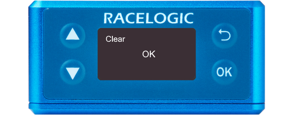 Illustration of a VBOX 3iS showing the Clear screen with OK displayed.