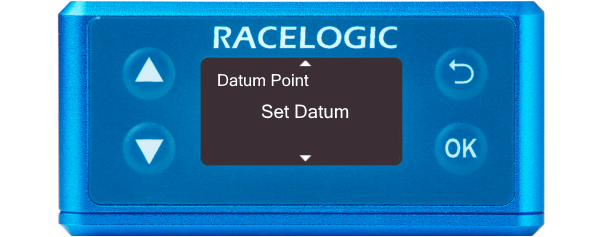 Illustration of a VBOX 3iS showing the Datum Point screen with Select Datum selected.