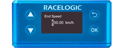 Illustration of a VBOX 3iS showing the End Speed screen.