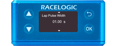 Illustration of a VBOX 3iS showing the Lap Pulse Width screen.