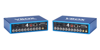Two VBOX 4 units, one single-antenna unit and one dual-antenna unit.