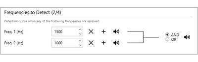 Cropped screenshot of the Frequencies to Detect settings using AND functionality.