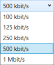 Screenshot of the Baud Rate options.