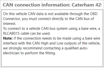Screenshot of CAN Connection Information. 