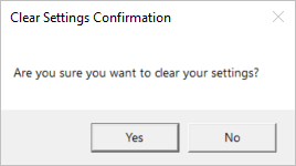 Screenshot of the Clear confirmation message window.