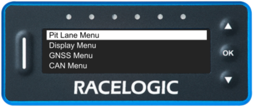VBOX Pit Lane Timer showing the Pit Lane Menu option in the main menu.