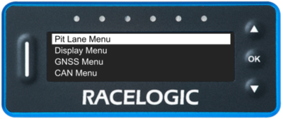 VBOX Pit Lane Timer showing the Pit Lane Menu option in the main menu.