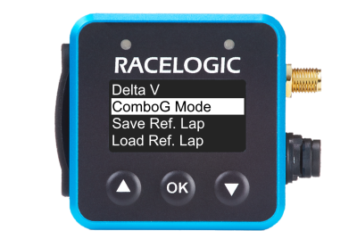 VBOX Mini LapTimer showing the ComboG Mode option in the the Predictive Settings menu.