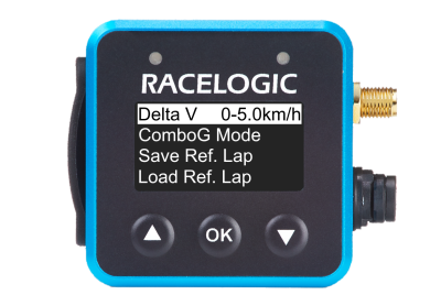VBOX Mini LapTimer showing the Delta V option in the Predictive Settings menu.