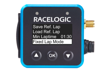 VBOX Mini LapTimer showing the Fixed Lap Mode option in the the Predictive Settings menu.
