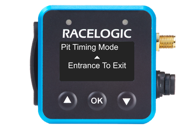 VBOX Mini Pit Lane Timer showing the Pit Timing Mode setting set to Entrance To Exit.