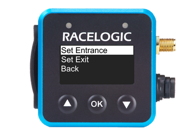 VBOX Mini Pit Lane Timer showing the Set Entrance option in the Set Entrance/Exit feature.
