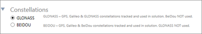 Cropped screenshot of the Constellations settings area with GLONASS selected.