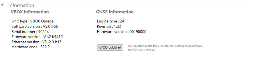 Cropped screenshot of Information area under the Engineering Diagnostics tab.