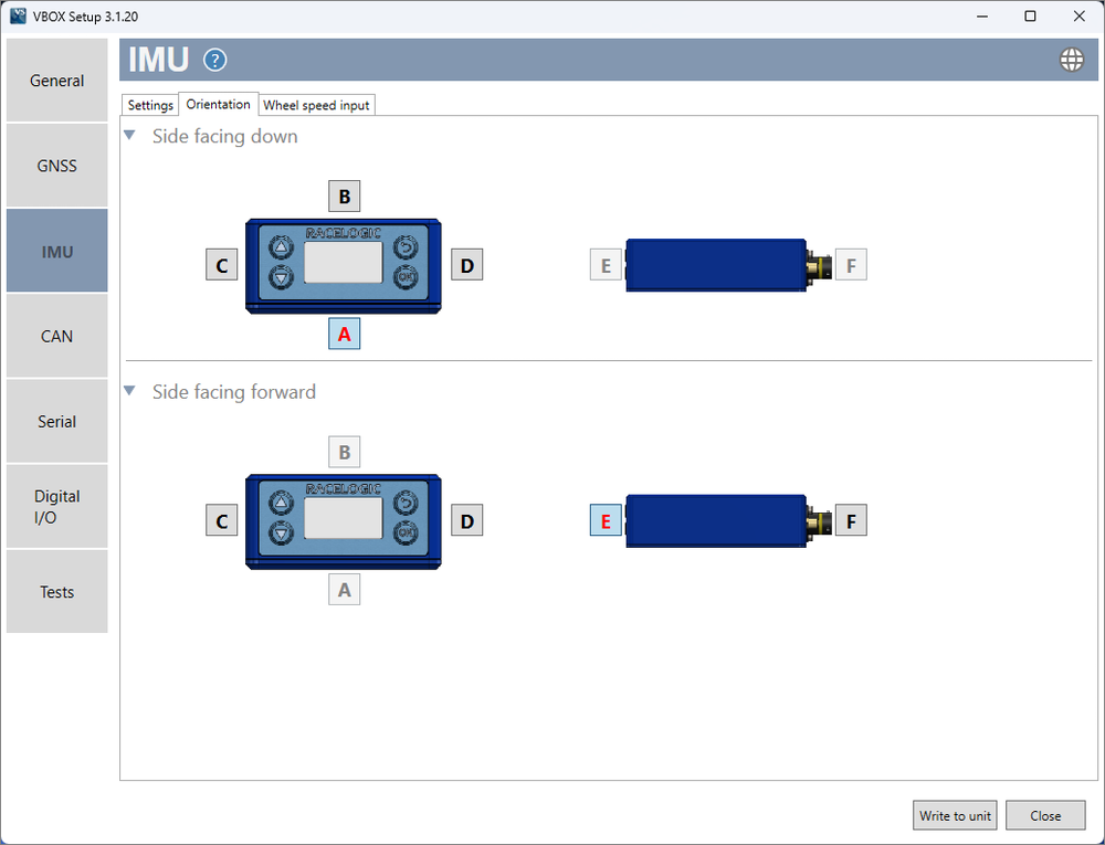Screenshot of the Orientation tab.