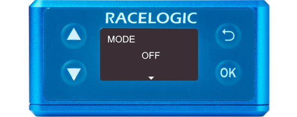 Illustration of a VBOX Omega showing Mode screen with Off selected.