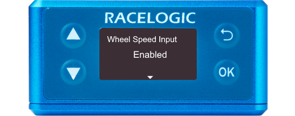 Illustration of Wheel Speed Input screen with Enabled displayed.