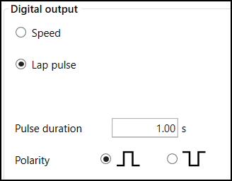 Cropped screenshot of the Digital Output settings with Lap Pulse selected.