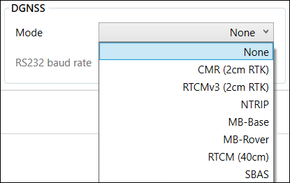 Cropped screenshot of the DGNSS Mode options.
