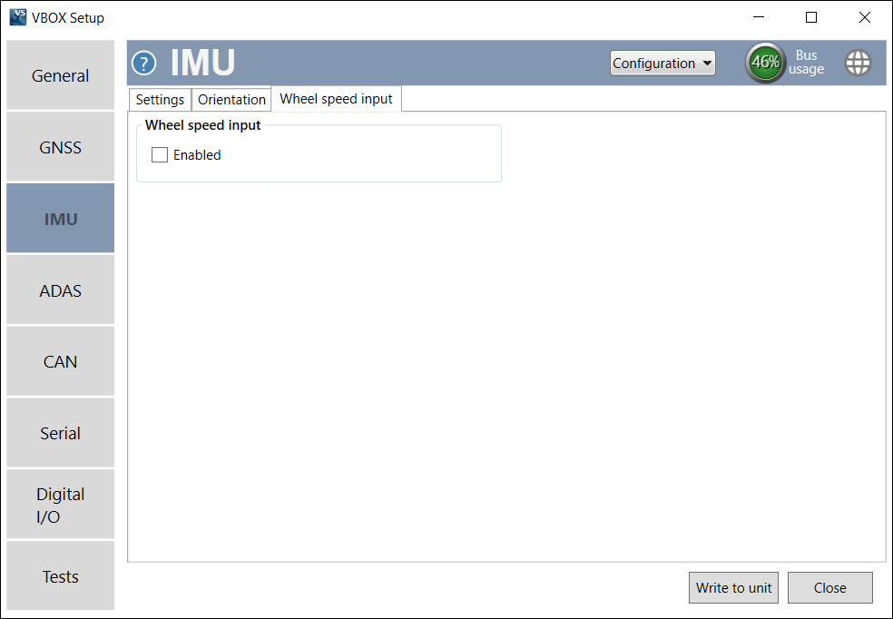 Screenshot of the Wheel Speed Input when disabled.