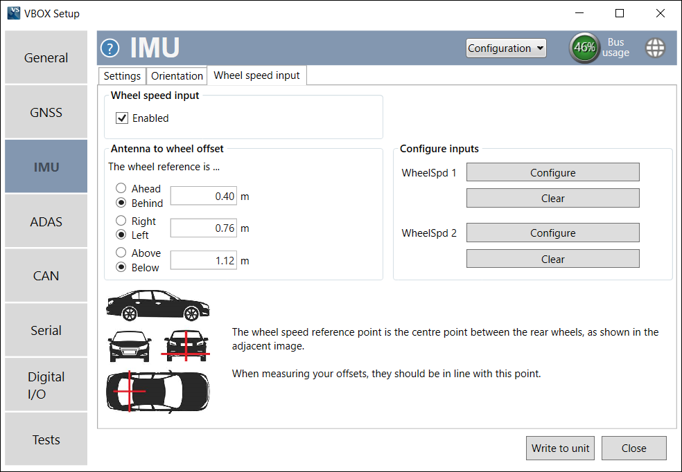 Screenshot of the Wheel Speed Input tab when enabled.