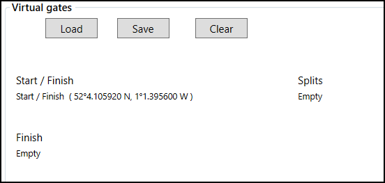 Cropped screenshot of the Lap Timing Virtual Gates settings.