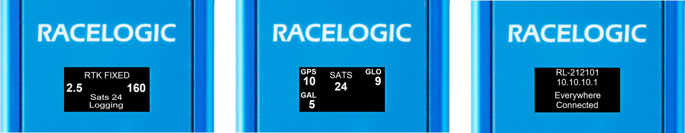 Images depicting the status screens on VBOX Sigma.
