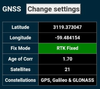 Screenshot of the GNSS Settings screen.