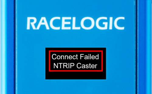 Image of the Display Screen of VBOX Sigma with 'Connect Failed NTRIP Caster' displayed.